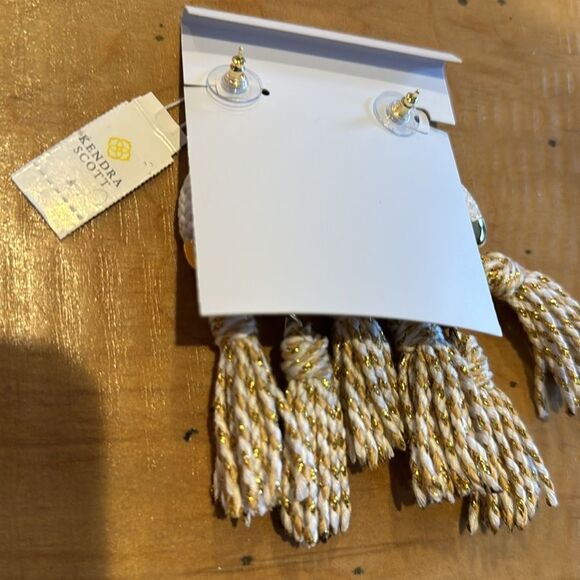 Kendra Scott Masie statement tassel braided white/gold earrings. NWT. - Picture 6 of 6